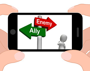 Image showing Allied Enemy Signpost Displays Friend Or Foe