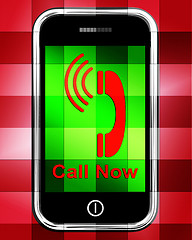 Image showing Call Now On Phone Displays Talk or Chat