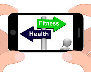 Image showing Fitness Health Signpost Displays Healthy Lifestyle