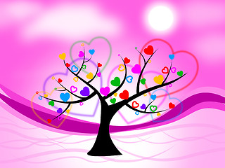 Image showing Tree Heart Means Valentine\'s Day And Hearts