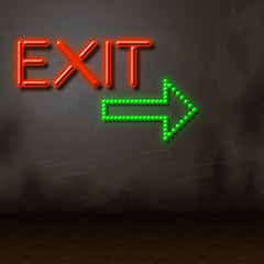 Image showing Exit Neon Indicates Escaping Exits And Glow
