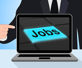 Image showing Jobs Button Displays Hiring Recruitment Online Hire Job