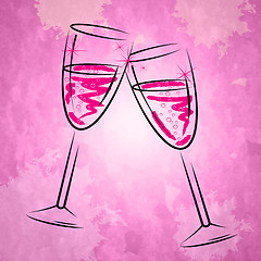 Image showing Champagne Glasses Shows Sparkling Alcohol And Wineglass