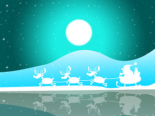 Image showing Xmas Santa Indicates Full Moon And Celebrate