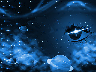 Image showing Space Background Represents Human Eye And Backdrop