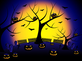 Image showing Tree Pumpkin Means Trick Or Treat And Environment