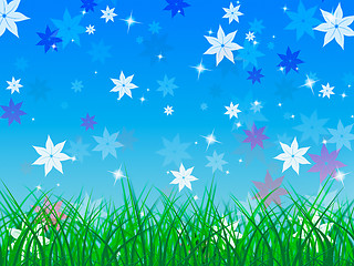 Image showing Floral Background Represents Green Grass And Petals