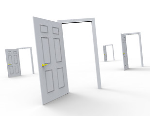 Image showing Doors Choice Represents Doorway Doorframe And Doorways