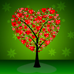 Image showing Tree Hearts Indicates Valentine\'s Day And Forest