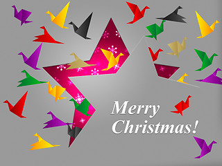 Image showing Birds Xmas Shows Merry Christmas And Celebration