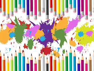 Image showing Color Pencils Represents Colours Multicolored And Tutoring