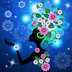 Image showing Hair Blue Represents Bloom Petal And Hairstyle