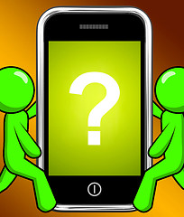 Image showing Question Mark On Phone Displays Help Confused And Doubt
