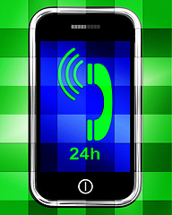 Image showing Twenty Four Hour On Phone Displays Open 24h