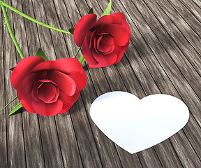 Image showing Heart Roses Indicates Valentine Day And Bloom