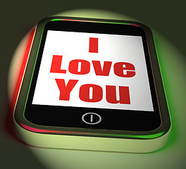 Image showing I Love You On Phone Displays Adore Romance