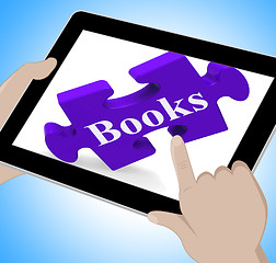 Image showing Books Tablet Means E-Book Or Reading App