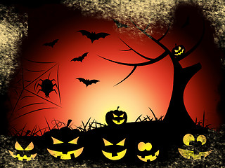 Image showing Bats Tree Indicates Trick Or Treat And Autumn