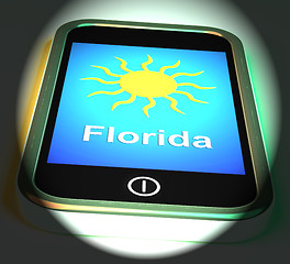 Image showing Florida And Sun On Phone Displays Great Weather In Sunshine Stat