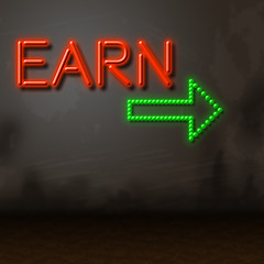 Image showing Neon Earn Means Wage Salaries And Illuminated