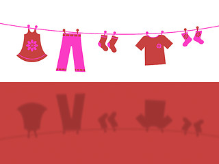 Image showing Clothes Line Represents Laundry Laundered And Outfit