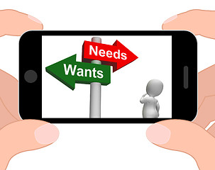 Image showing Wants Needs Signpost Displays Materialism Want Need