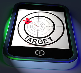 Image showing Target Smartphone Displays Goals Aims And Objectives