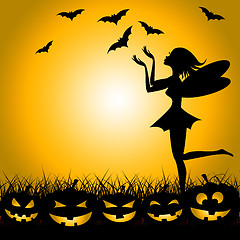 Image showing Halloween Fairy Shows Trick Or Treat And Bats