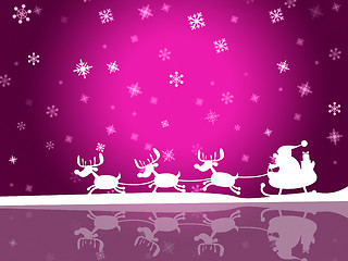 Image showing Pink Snowflake Indicates Father Xmas And Celebration