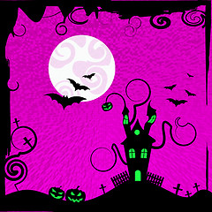 Image showing Haunted House Shows Trick Or Treat And Autumn