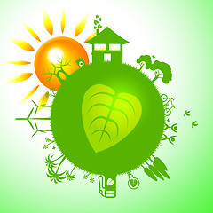 Image showing Eco Sun Indicates Earth Friendly And Eco-Friendly