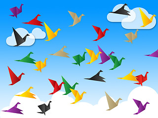 Image showing Flying Freedom Indicates Flock Of Birds And Escaped
