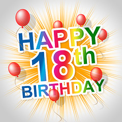 Image showing Happy Birthday Means Congratulations Greetings And Eighteenth