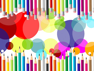 Image showing Education Pencils Indicates Multicoloured Stationery And Schooli