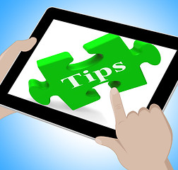 Image showing Tips Tablet Shows Online Suggestions And Pointers