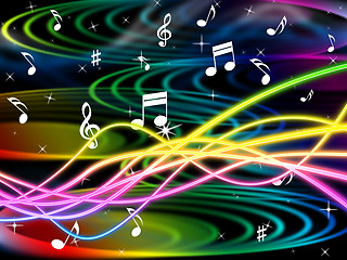 Image showing Color Notes Represents Sheet Music And Clef