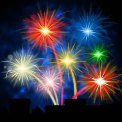 Image showing Color Fireworks Shows Explosion Background And Celebration