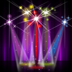 Image showing Red Stage Represents Beam Of Light And Colorful