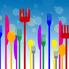 Image showing Spoons Forks Represents Knife Utensils And Cutlery