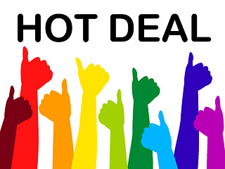 Image showing Thumbs Up Means Hot Deals And Approved