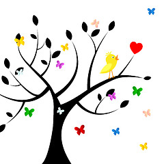 Image showing Birds Tree Indicates Heart Shape And Environment