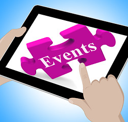 Image showing Events Tablet Shows Calendar And What\'s On