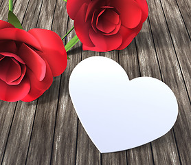 Image showing Roses Heart Indicates Valentines Day And Bloom