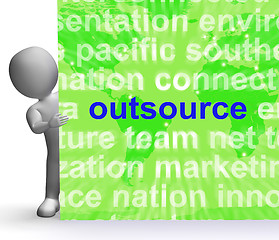 Image showing Outsource Word Cloud Sign Shows Subcontract And Freelance