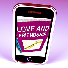 Image showing Love and Friendship Phone Represents Keys and Advice for Friends