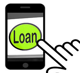 Image showing Loan Button Displays Lending Or Providing Advance