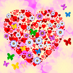 Image showing Nature Butterflies Represents Heart Shape And Bloom