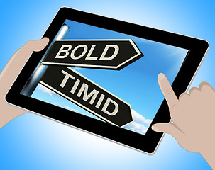 Image showing Bold Timid Tablet Shows Extroverted And Shy