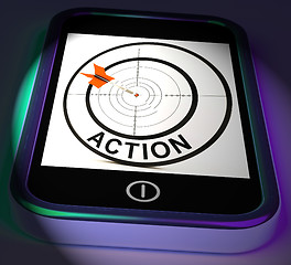 Image showing Action Smartphone Displays Acting To Reach Goals