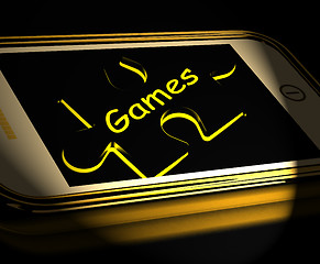 Image showing Games Smartphone Displays Internet Gaming And Entertainment